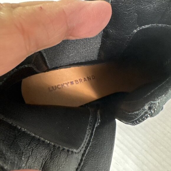 Lucky Brand Women's 6 Sebita Leather Ankle Strap Zip Bootie Black New/Sample - Picture 5 of 15